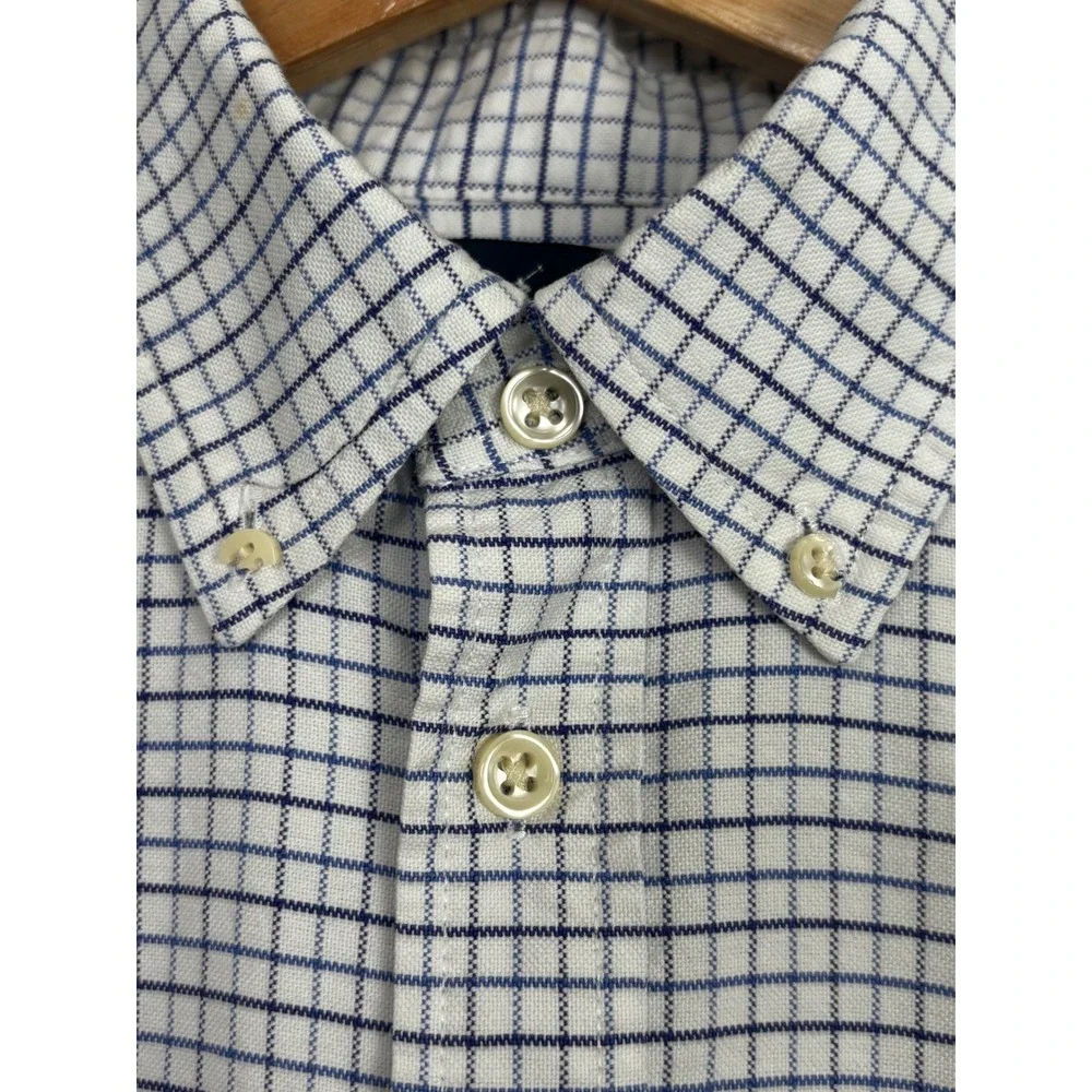 Ralph Lauren Boys White Blue Check Long Sleeve Button Down Shirt XL